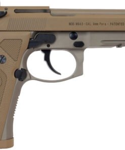 Beretta M9 Italy Type F Pistol J92M9A3, 9mm Luger, 3.54", FDE Rubber Grip, Black finish, 10 Rds